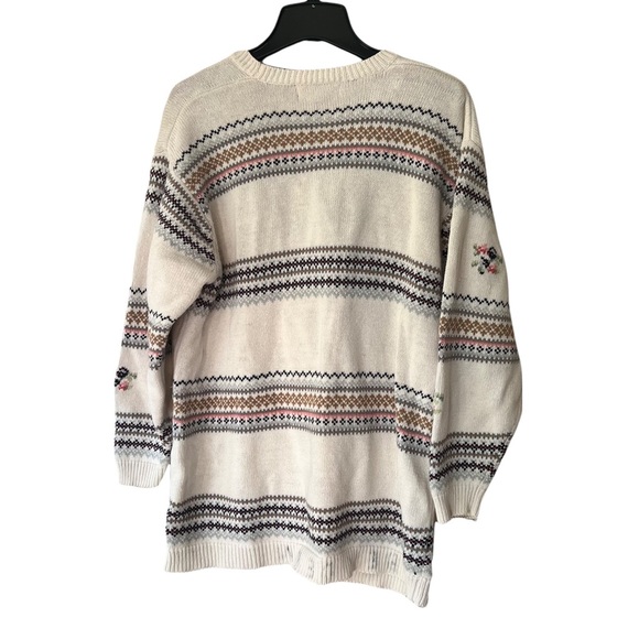 Princeton Club VTG Heavy Knit Floral Button Up Warm Cozy Cardigan Sweater EUC M - Picture 2 of 6